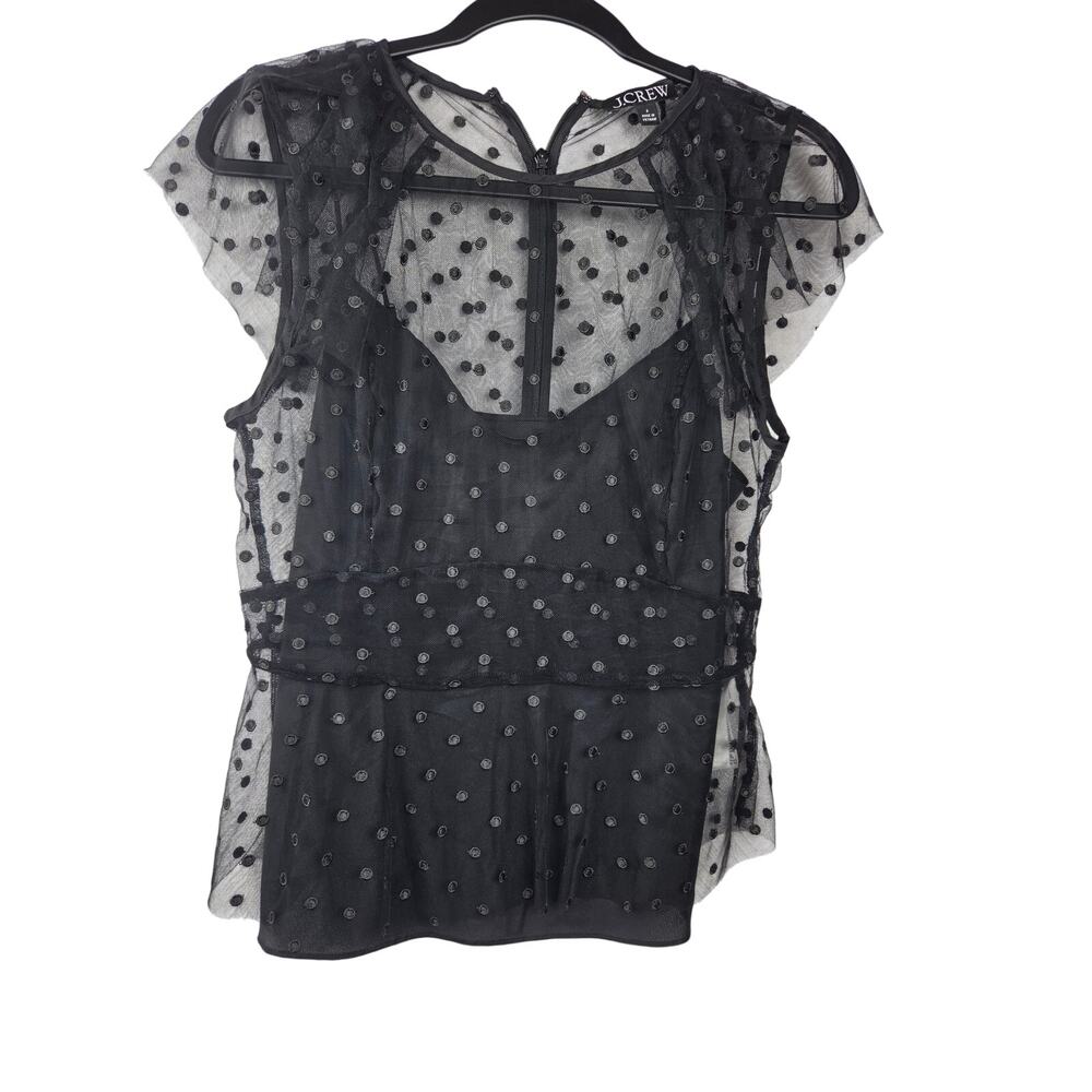 J Crew Layered Tulle Flutter Cap-Sleeve Spaghetti Strap Cami, Size 6, Dark Fairy
